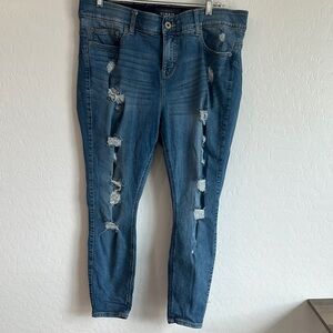 Torrid‎ plus size 18 women's blue stretch jeans distressed skinny premium denim